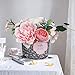 Produktbild Efanty Künstliche Blumen Pfingstrosen Seidenblumen Blumen Deko Kunstblumen Blumen Handgemachte Pflanzen mit Mini Zement Blumentopf für Zuhause Hochzeit Dekoration Party Festival Büro Garten (Rosa-1)