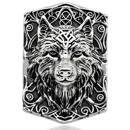 Image of Wolf Viking Brooch Silver-Tone Wolf Head Brooch - Majestic Animal Jewelry Accessory