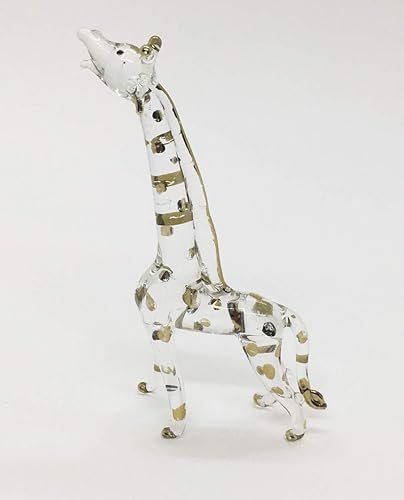Miniatura 26 de WitnyStore Pequeña figura de jirafa marrón de 3 pulgadas con aspecto de pie – Miniatura soplada a mano pintada jirafas de vidrio pintado a mano