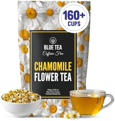 BLUE TEA - Chamomile Tea For Sleep - 100 gm -160+ Cups | SLEEP & RELAXATION | Herbal Tea - Caffeine Free - Flower Based - Non-Bitter | Zipper Pack