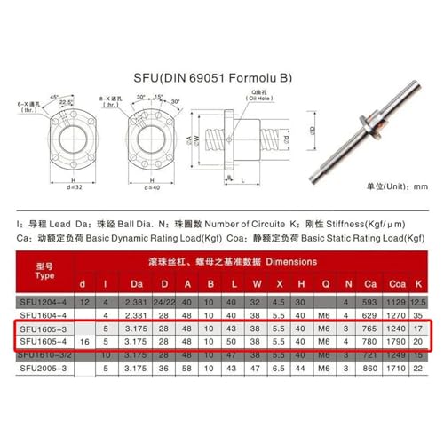 Écrou de vis à billes SFU1605 pas 5mm haute précision mouvement fluide acier - 2