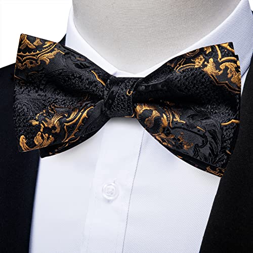 Image of DiBanGu Pre-Tied Bow Ties for Men Silk Adjustable Tuxedo Bowties Pocket Square Cufflinks Set with Lapel Pin Jacquard Woven