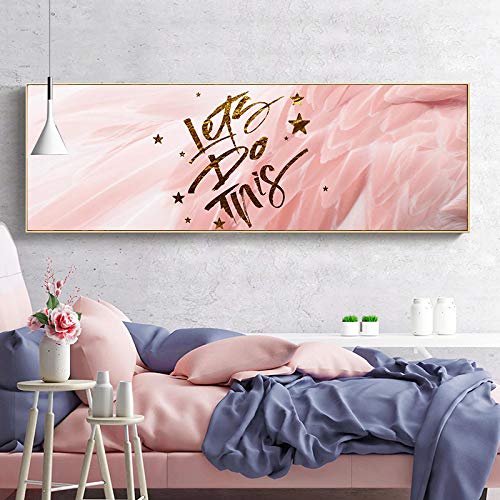 Peinture abstraite rose en toile 50x150cm pour décoration murale moderne de salon