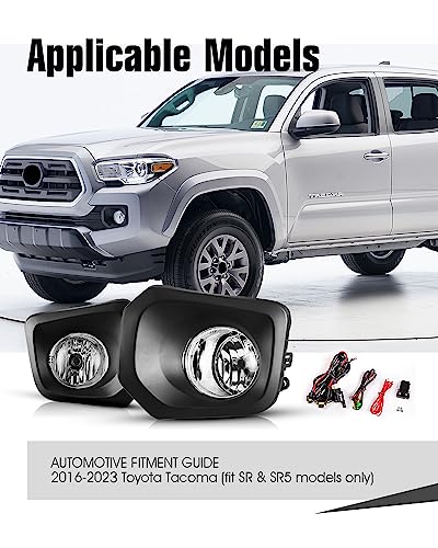 AUTOWIKI Fog Light Assembly For Toyota Tacoma 2016-2023 (Fits SR, SR5 Model Only) OEM Replacement Fog Lamps With Clear Lens 2pcs - Thumbnail 3