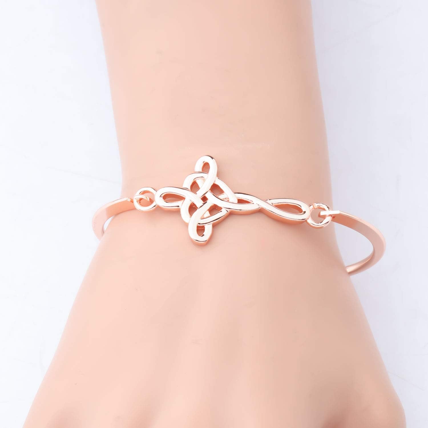 WSNANG Celtic Knot Cross Open Bangle Bracelet Religious Infinity Love Irish Celtics Jewelry Gift for Women(Celtic Knot RG) - Image 4
