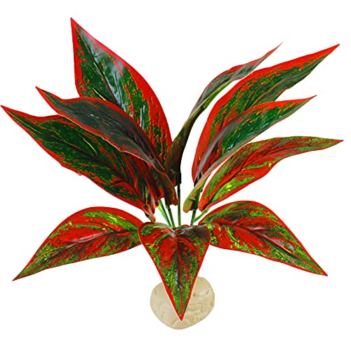 Aquaneat Terrarium Plant, Reptile Plant, Fake Plant For Reptiles, Terrarium Reptile Décor For Amphibian Habitat(Red) #TOP24