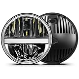 UNI-SHINE 7-Inch LED Headlights - with Amber Turn Signal White DRL, DOT Approved, Hi/Lo Beam, Compatible with Jeep Wrangler JK TJ CJ, Chevy, and Miata