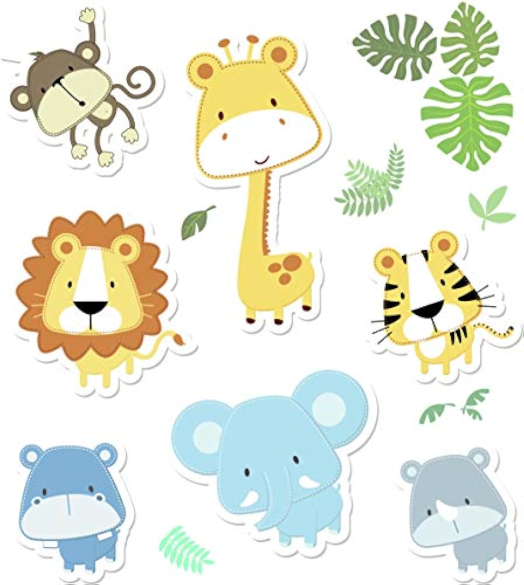 Cartoon Animals Kids Room Wall Sticker, Multicolor