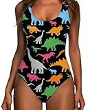 RAISEVERN One Piece Swimsuit for Women Novelty Swimwear Dinosaur Swimming Bathing Suit Bodysuit