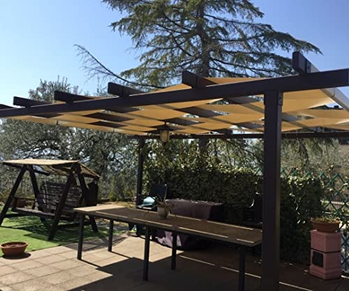 TENDAGGIMANIA Band Abdeckplane Wasserdicht für Pergola und Pavillons aus PVC, 750 g/m², inklusive Befestigungsplatten – Band für Pergola und Gazebo - Größe 50 cm x 600 cm – Farbe Elfenbein