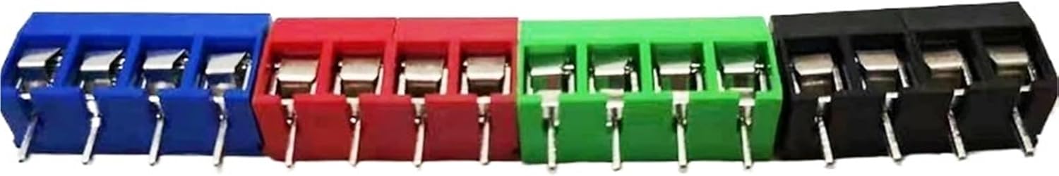 500PCS K-F301-4P Threaded P-CB 5.0 Connector Terminals, Terminals Blue/Green/Red/Black (Green,Iron feet)