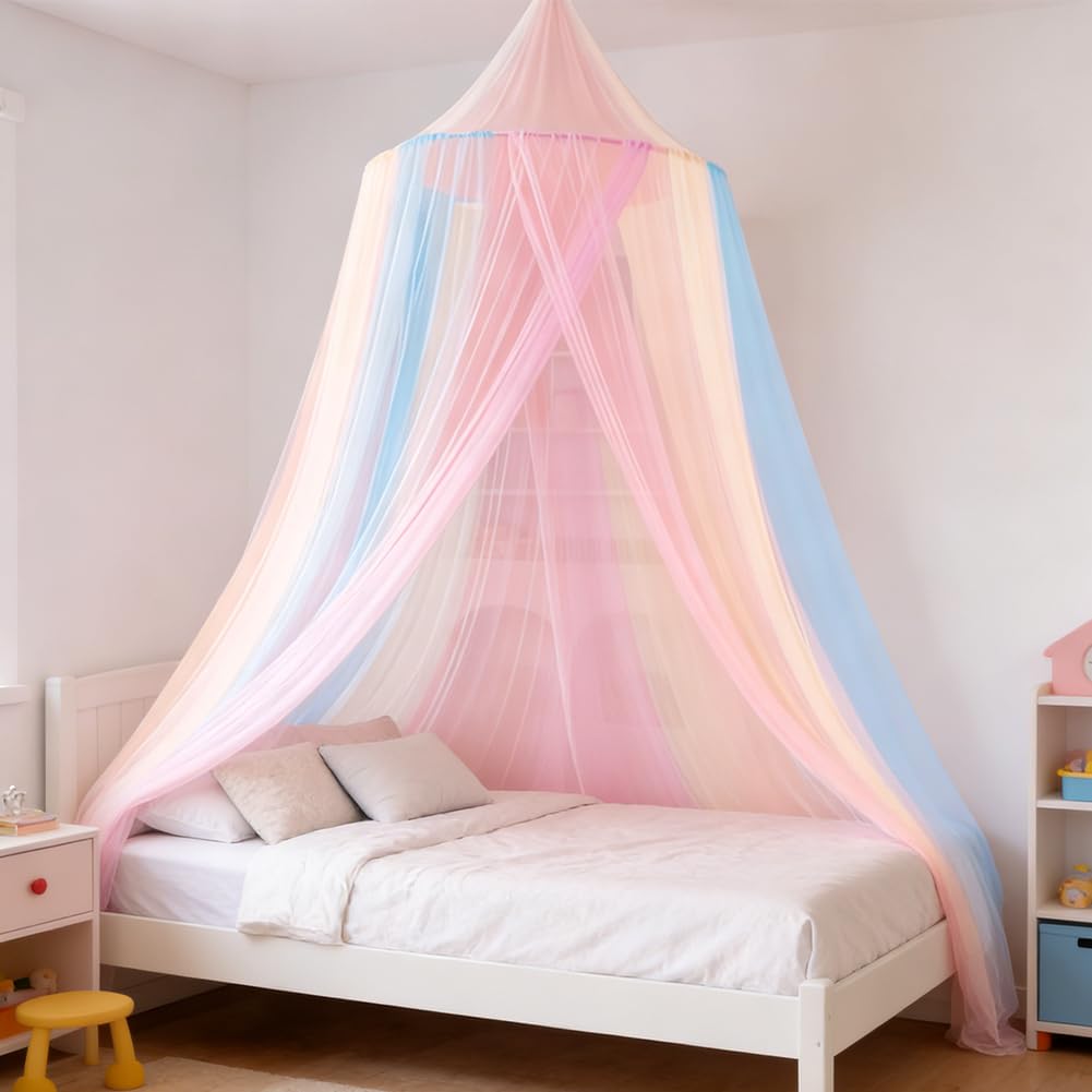 NimblusToy Mosquito Net, Bed Canopy Bed Curtains with Round Dome Ceiling Tent, Beds Canopy for Princess, Birthday Gifts for Bedroom, Teenagers