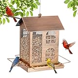 Bird Feeders for Outdoors, Heavy Duty Metal Bird Feeders for Outside Hanging, 6Lbs Large Capacity Wild Birdfeeder for Garden, Patio Watching Decor Durable Backyard Feeder