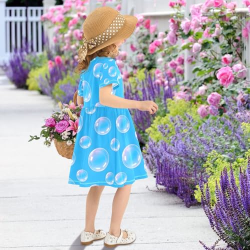 Bubble Print Little Girls Dress Cute Midi Swing Dresses Casual Summer Sundress for Kids4