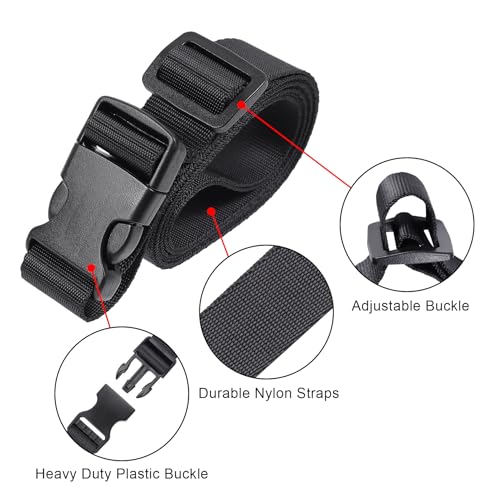 Image of Vigorport Utility Straps Quick Release Nylon Backpack Accessory Bag Strap,Adjustable for Hiking,Travel,Outdoor Sports-4 Pack (Black, 1 inch W-60 L)