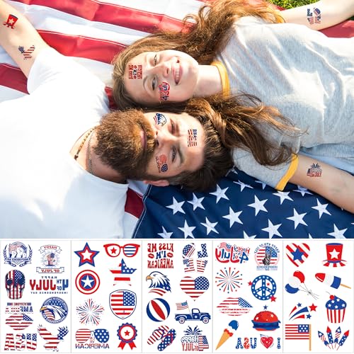 4th of July Outfits for Women - 120 Pack Red White and Blue USA Flag Patriotic Tattoos for - image 5