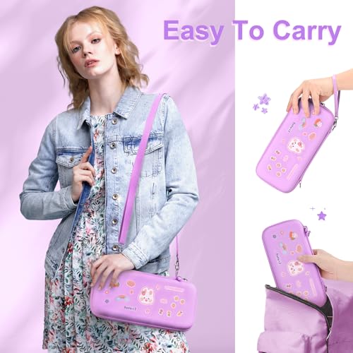 Younik Switch 2 Case Compatible with NS Switch 2 (2025), Carrying Case with 19 Game Card Slots, 4 in 1 Switch 2 Accessories Includes Shoulder Strap, Wrist Strap & Stickers (Purple) by Younik - Image 7
