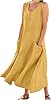 SGASY Summer Dresses for Women 2025 Sleeveless Casual Cotton Linen Sundress Plus Size Maxi Tank Beach Dress with Pocket