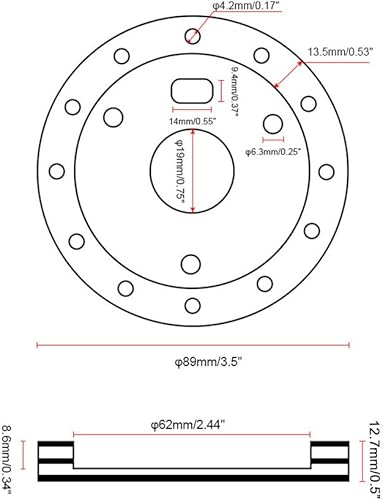 Miniatura 3 de Adaptador de cubo de volante espaciador de conversión de 0.5 pulgadas, 6 agujeros a 3 agujeros, adaptador para volante, adaptador de concesión, kit