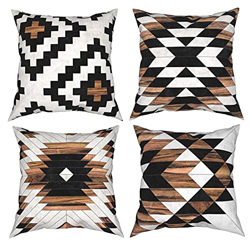 Urban Tribal Pattern Aztec Concrete And Wood Accent Pillowcase Decorative Throw Pillow Case Cushion Covers For Home&Car Decor 18 X 18 Inch Set Of 4 #TOP29