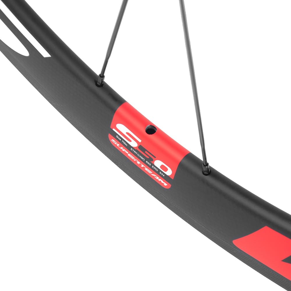 Paire Roues Carbone 700C Clincher Pour Vélo Piste/speed Single - Frein à Disque, Valve Schrader, Garantie 1 An