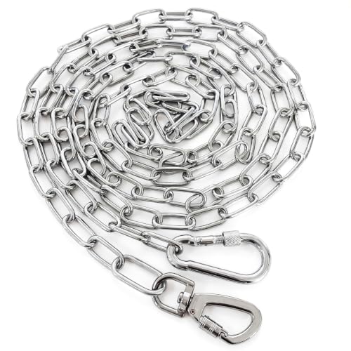 Snagle Paw Heavy Duty Dog Chain for Yard-40FT Metal Chain Leash Chew Proof,Long Lead for Outside with Strong Swivel Hook,Outdoor Runner for Camping, Tie Out Cable for Small Medium Dog up to 100LBS