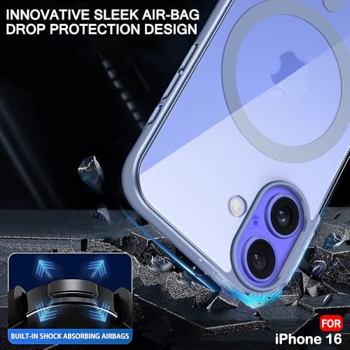 Image of TheGiftKart Ultra-Hybrid Back Cover Case for iPhone 16 Compatible with MagSafe | Camera Protection | Crystal Clear Transparent Back Cover Case for iPhone 16 (PC & TPU, Light Blue Bumper)