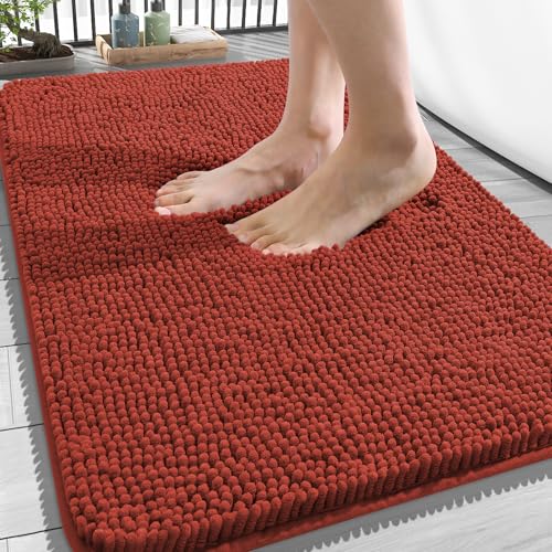 Image of OLANLY Bathroom Rugs 34x21, Extra Soft Absorbent Chenille Bath Rugs, Rubber Backing Quick Dry, Machine Washable Bath Mats for Bathroom Floor, Tub and Shower, Home Decor Accessories, Rustic Terracotta