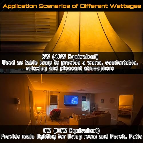 Image of A19 Amber Light Bulbs 1800K,9W Warm Light Bulb 800Lm, Blue Light Blocking | Orange Yellow Light Bulb 60 Watt Equivalent, E26 Base for Healthy Sleep, Bedroom, Porch, Patio Lighting, Non-Dimmable, 2 Pack