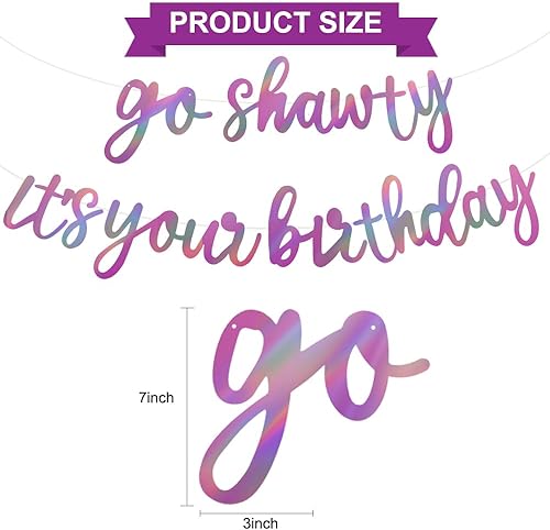 Miniatura 50 de BEISHIDA Cartel Purple Go Shawty It's Your Birthday - No DIY - Cartel de feliz cumpleaños con purpurina con temática de hip hop, pre-encordado