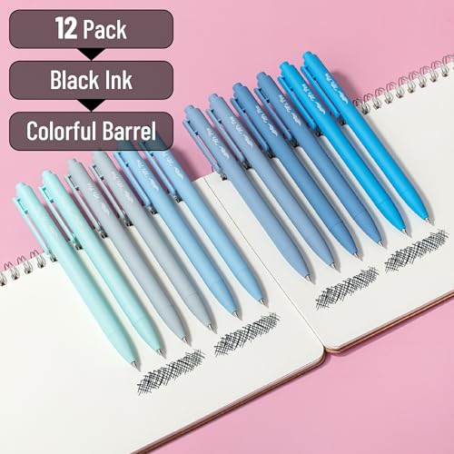 Image of Mr. Pen- Retractable Gel Pens, 12 Pack, Black Ink, Sky Blue Barrel | Fine Point 0.5mm, Fast Dry, Smooth Writing, Cute Pens for Drawing, Writing Planner and School Supplies