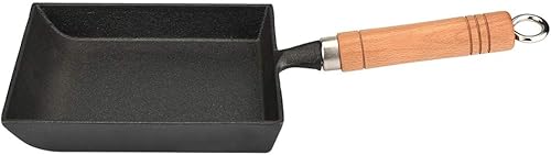 Tamagoyaki - Sartén japonesa para tortilla/huevos, mini sartén de hierro para tortilla, sartén con mango de madera Tamagoyaki, funciona en cocinas