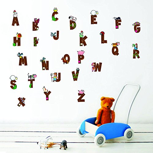 Sticker Studio Wooden ABCD Wall Sticker & Decal (PVC Vinyl,Size - 58 x ...