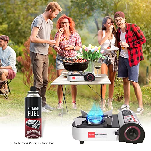 Camping Stove Portable Single Stove Butane Portable Butane Stove For Camping, Picnics, Outdoor, Fishing, Bbq. Electronic Ignition, Brass Burner, Portable Gas Grill Mini Aluminum Material #TOP2