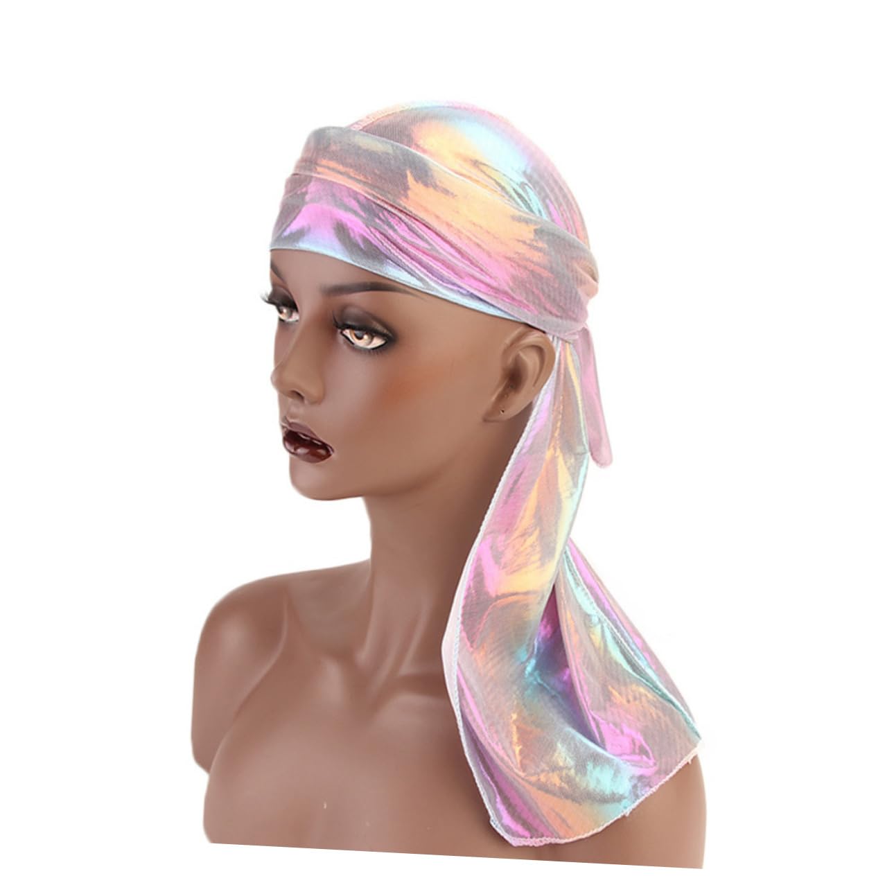 LIFKOME 9piezas Turbante Mujer De Tela Simulada De Seda Reflejada Para Casa y Exterior Azul y Dorado