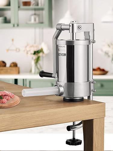 Miniatura 7 de VEVOR Relleno de salchichas, capacidad de 2.5 libras1.5 L, relleno de salchichas vertical de acero inoxidable 304, máquina de llenado de salchichas
