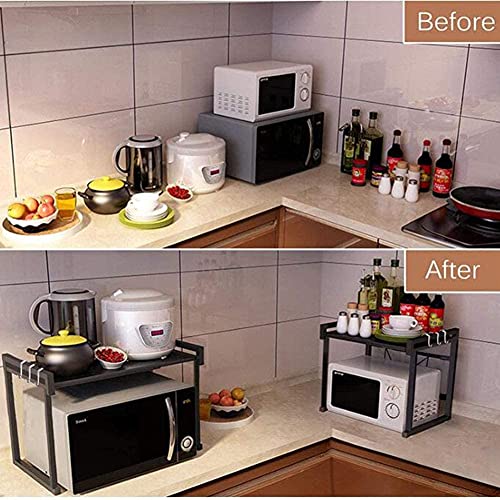 Support micro-ondes extensible 2 niveaux : optimisez votre cuisine avec 3 crochets - 4