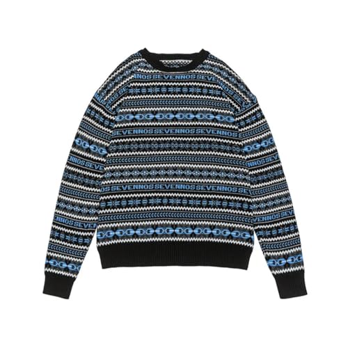 Men Oversized Goth Sweater Long Sleeve Pullover Y2K Harajuku Streetwear Knitted Top for Winter Fashion