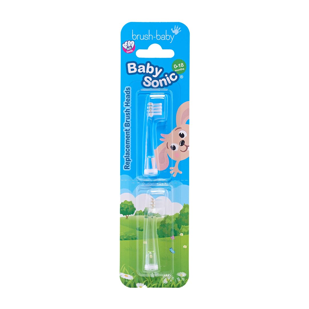Brush-Baby - Replacement Heads for BabySonic Electric Toothbrush, 0-18 Months - Soft, Gentle Brush Heads for Baby Teeth & Gums - Baby Toothbrush Head, BPA-Free, Toddler Oral Care - 2 Pack