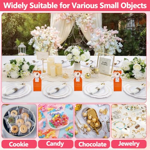Boîtes à bonbons en forme de fleur 3D orange avec rubans pour déco de table mariage - 5