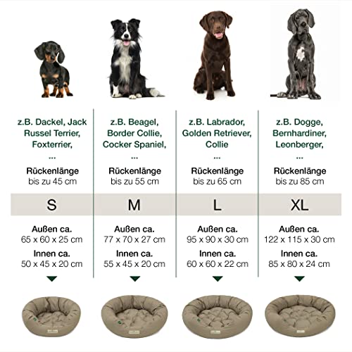 HOUND & NATURE Öko Hundebett St. Moritz - rund, kuschelig und waschbar, Donut Hundekorb für kleine Hunde (S - 65x60 cm - Taupe)