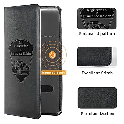 CoBak Car Registration and Insurance Holder - Vehicle Glove Box Car Organizer, Auto Truck Comparment Accessories Case for Essential Document, Driver License, Cards