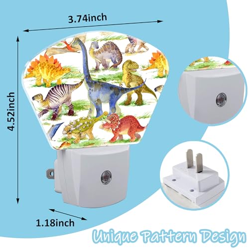 Image of Night Light Cute Dinosaur Plug-in LED Dusk-to-Dawn Sensor Soft Night Lamp,Suitable for Home Bedroom Bathroom Hallway Stairs