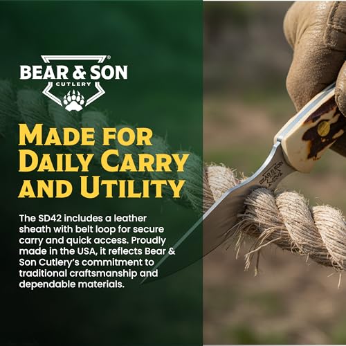 Bear & Son 6-1/2" Stag Delrin Ergonomic Caper Knife, High Carbon Stainless Steel Blade, Stag Delrin Handle, Leather Sheath (SD42) by Bear & Son - Image 7