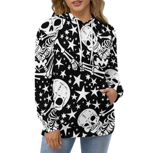 Sweat à capuche étoile squelette blanche chaud et confortable S