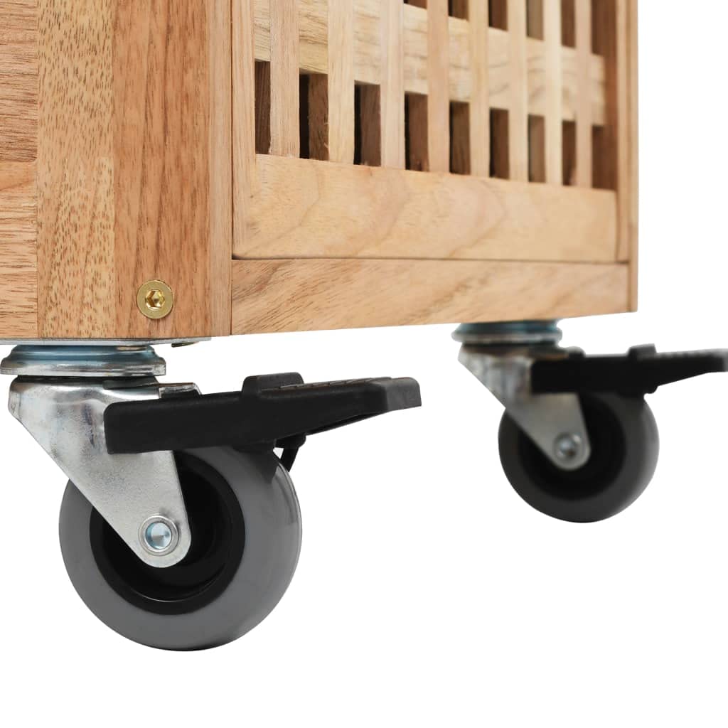 Armario de Baño de Madera con 3 Cestas, Diseño Elegante y Natural para Almacenamiento de Toallas y Productos Higiénicos, Mueble con Ruedas y Estructura Robusta