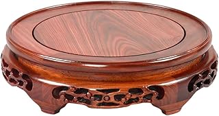 Oriental Hollow Carved Rosewood Round Pedestal Vase Buddha Statue Teapot Display Base (5.9in Inside Diameter)