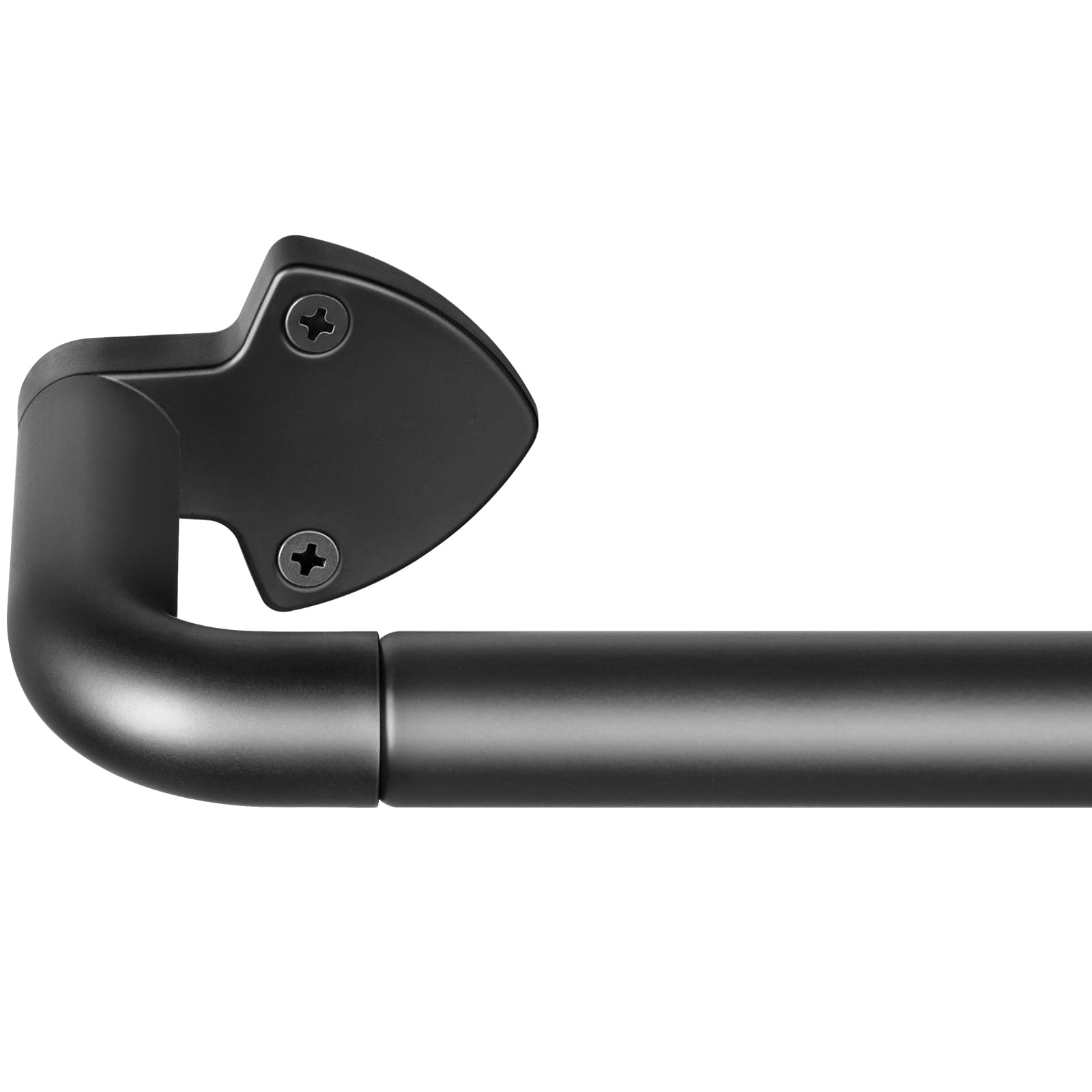 DEFYNEE Gardinenstange Schwarz mit gebogenem Design, Ausziehbar, Ø 19 mm Mehrteilige Vorhangstange mit Teleskopsegment, Wrap Around Design für bessere Verdunkelung für Innenbereich
