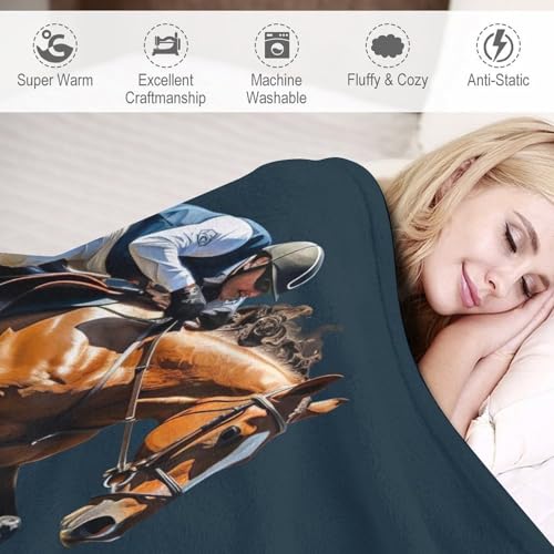 Couverture super douce et moelleuse course de chevaux plaid chaud lit