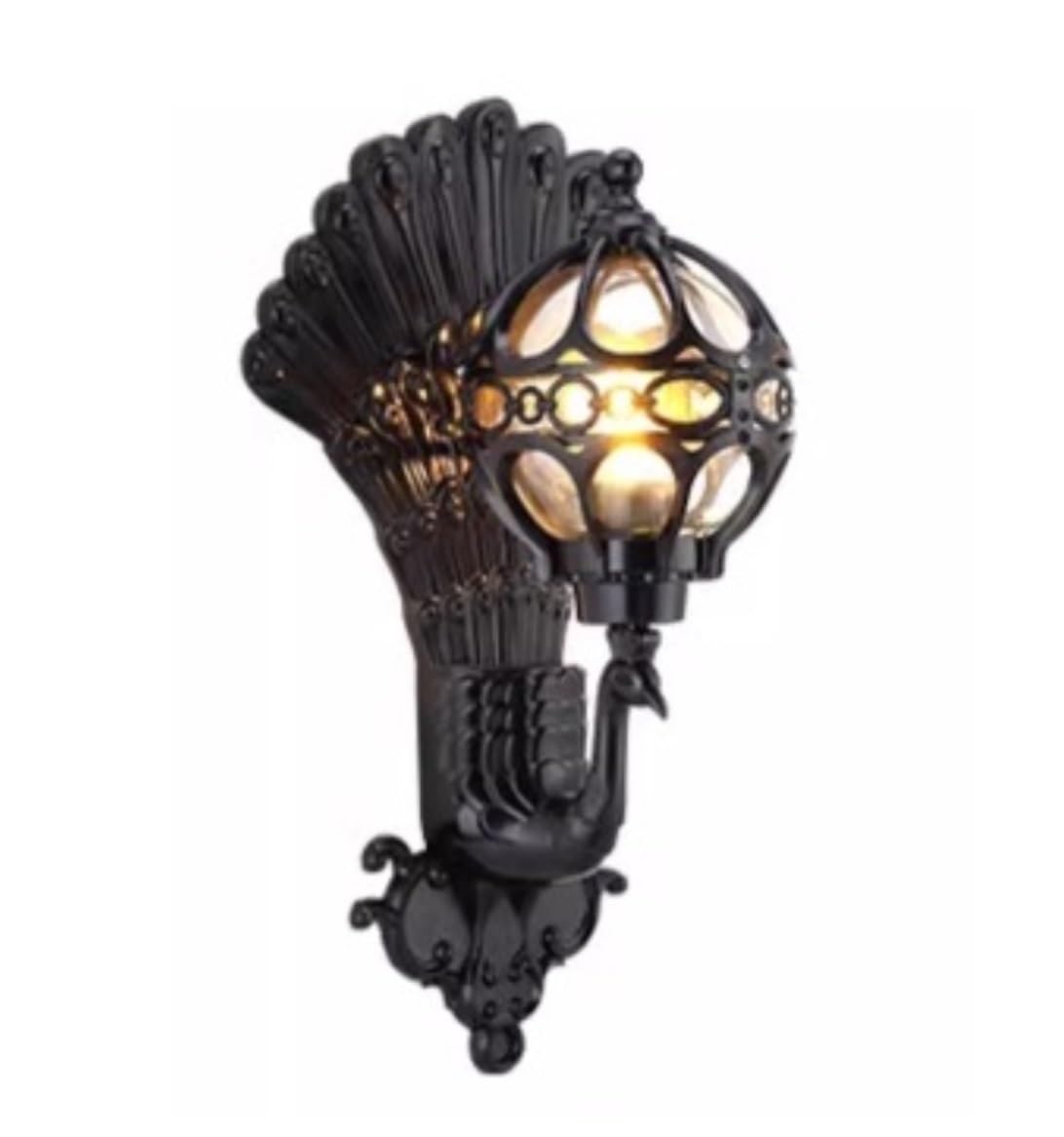 CVdrtyED Outdoor Wall Lights Peacock Outdoor Wall Lights Aluminium Glass Garden Lamps Waterproof Exterior Sconce for Community Villa Aisle Durable Porch(C)